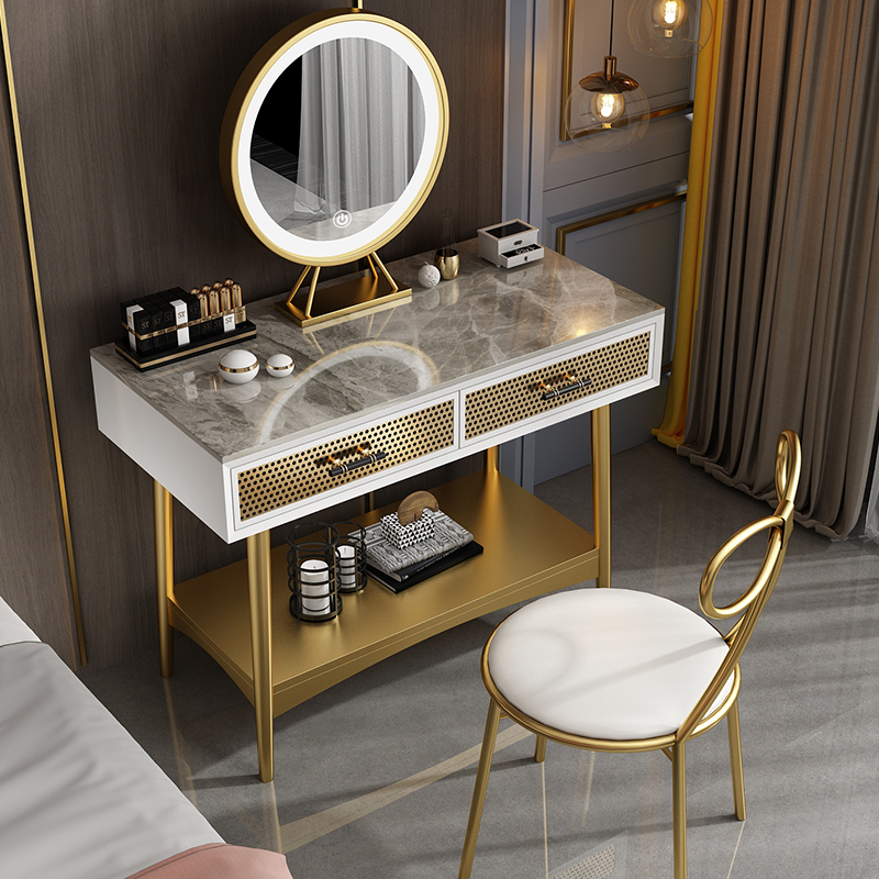 Light luxury dressing table Bedroom Modern simple dressing table Solid wood net red ins wind makeup table storage cabinet high-grade