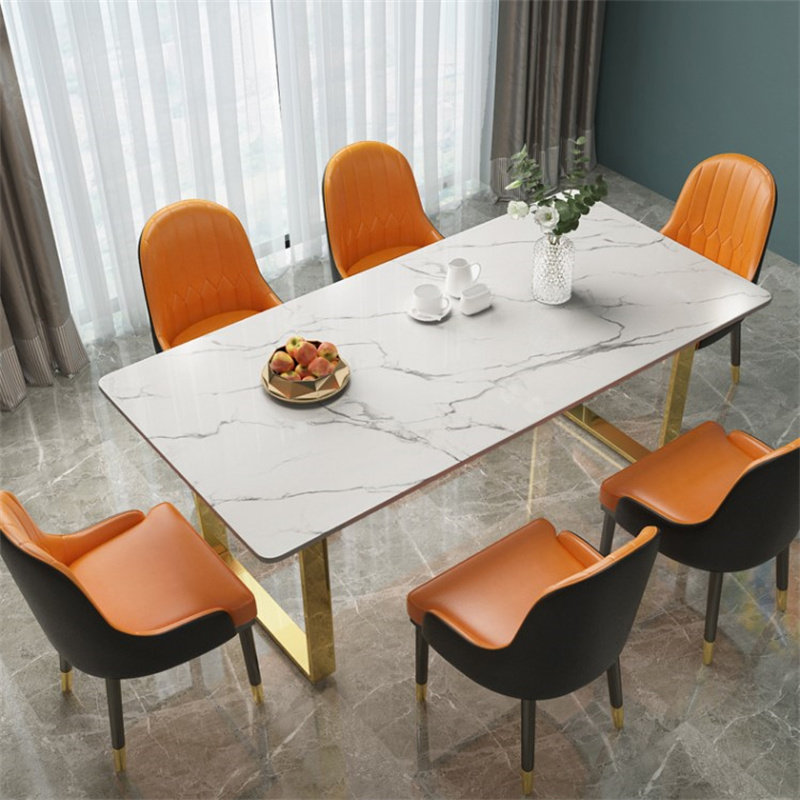 Nordic marble dining table and chair combination post-modern minimalist light luxury rock slab dining table living room small apartment dining table