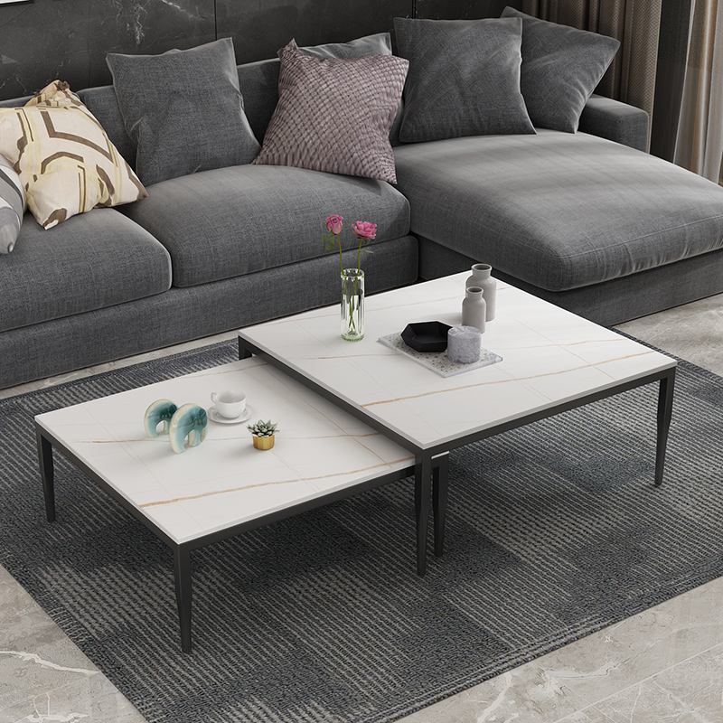 Square coffee table table minimalist modern living room small apartment home Nordic net red marble slate combination coffee table