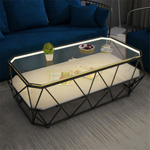 Tempered glass edge a few Nordic modern minimalist living-room small family light lavish creative marble mesh red little tea table