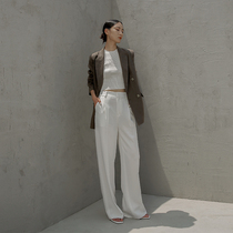 SOULKISS custom fabric _ Vintage Silhouette _ Fashion two-piece linen blazer women flanging god pants