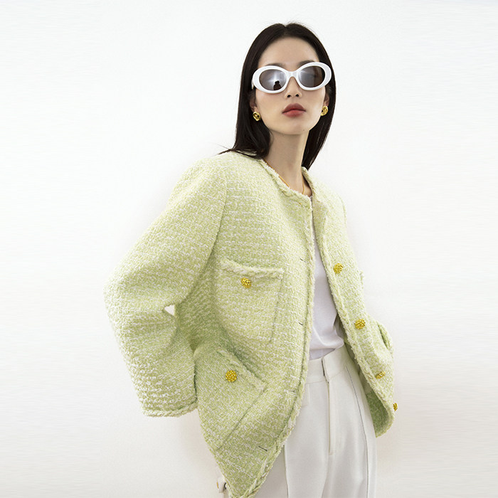 SOULKISS wide shoulder casual top B into the latest Chic four-color spring and autumn style green small fragrance jacket women