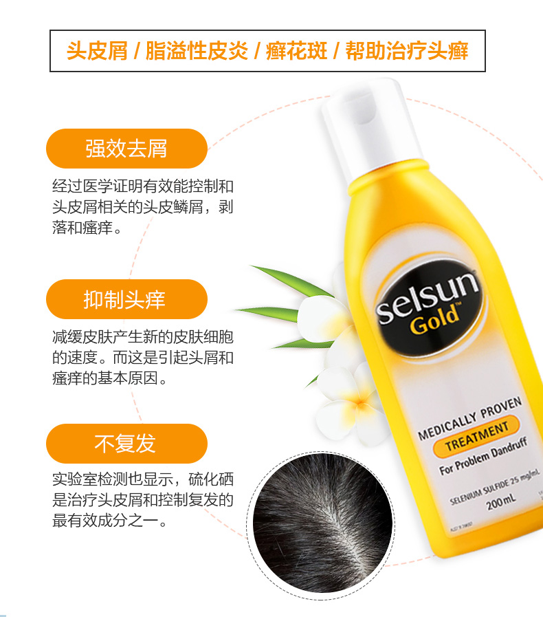 澳洲进口 Selsun 去屑止痒控油洗发水 200ml 0硅油 图1