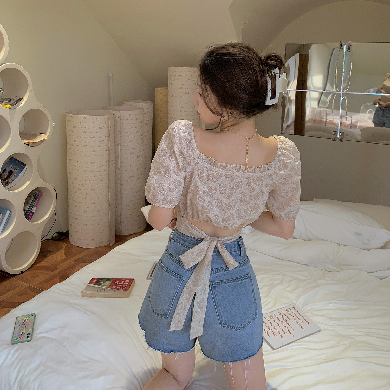 (Hu Chu-nan Law lover) 2021 New summer French style dress with female high waist and small child doll skirt