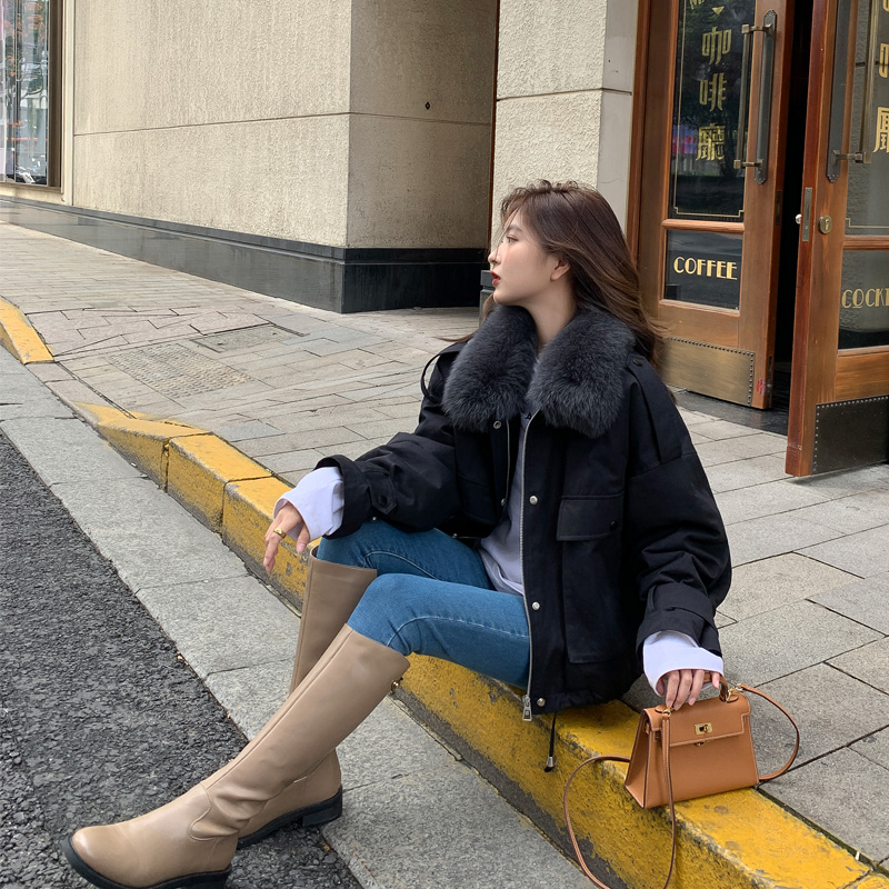 (Hu Chu Snow Mountain Paik) 2020 New Winter Tooling Pie Overcomes Short And Real Fur Collar Small