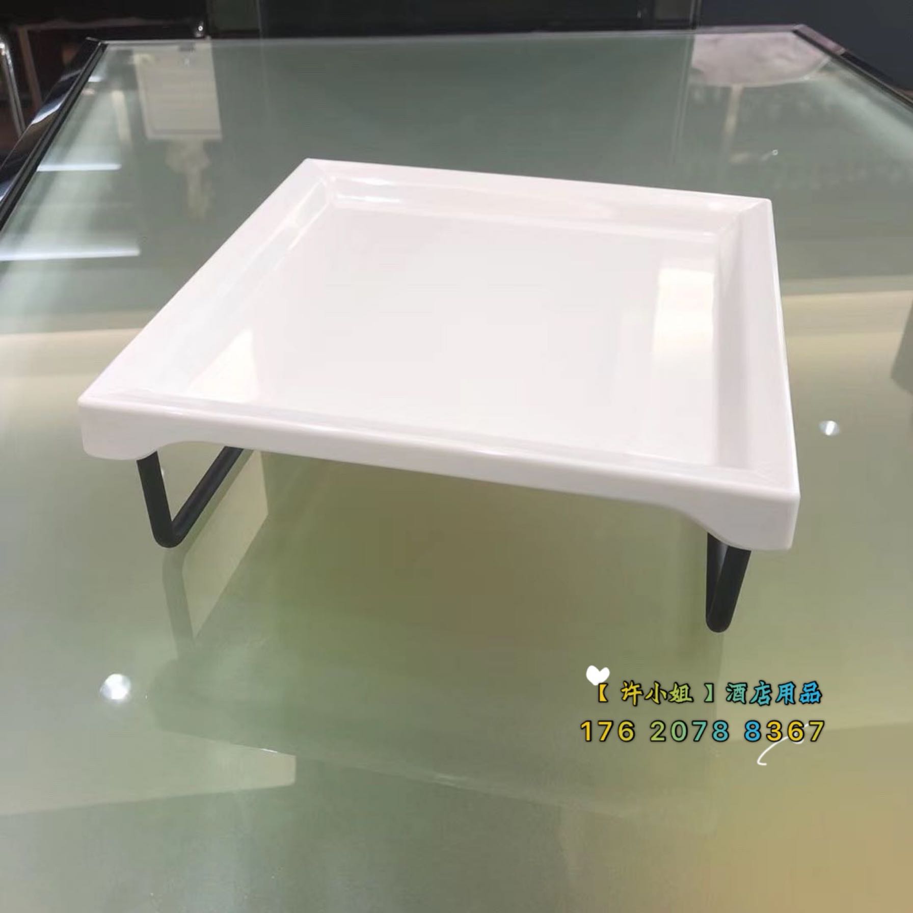 Bar creative flat melamine iron frame fruit pan rack KTV fruit snack plate dried fruit fruit platter white porcelain plate