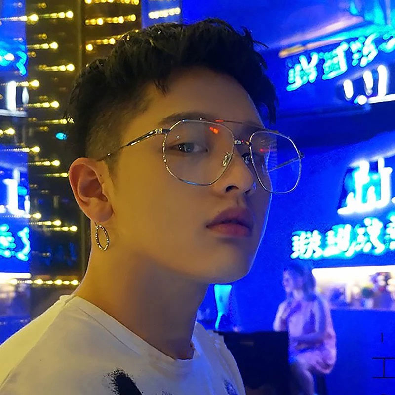 Guys big round face spectacle frame female nearsightedness sunglasses Korean version trendy sunglasses online red large frame earrings handsome flat mirror