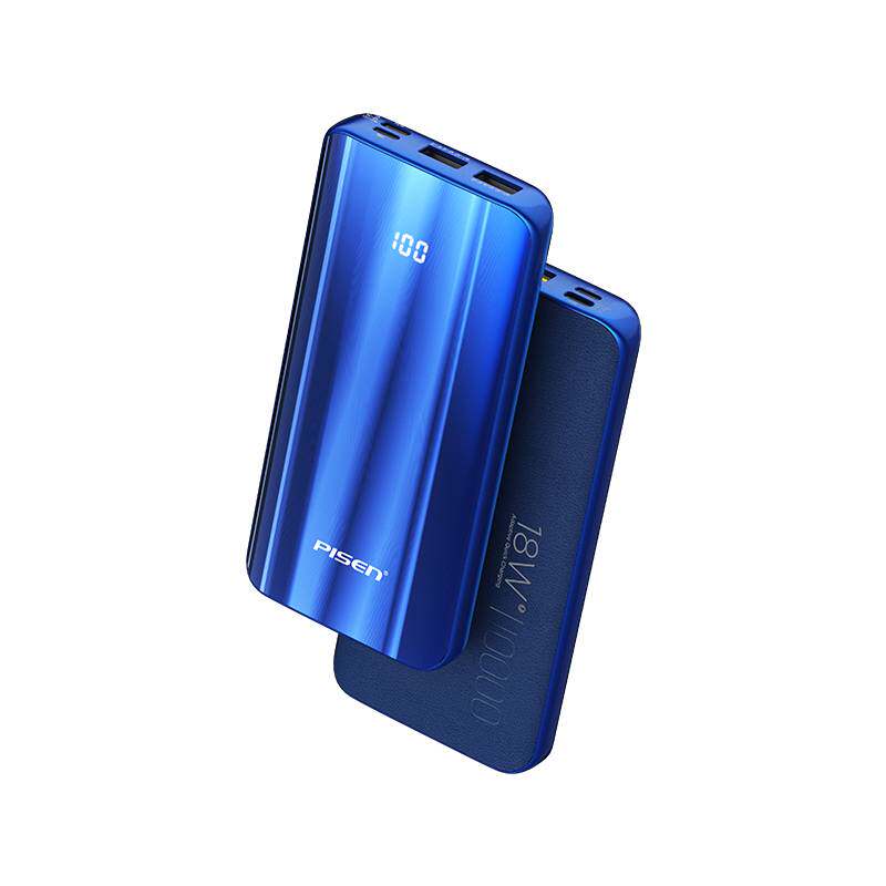 Pinshen ultra - thin mobile power fast charge 10000 mA PD18W two - way fast charge screen number of charge treasure