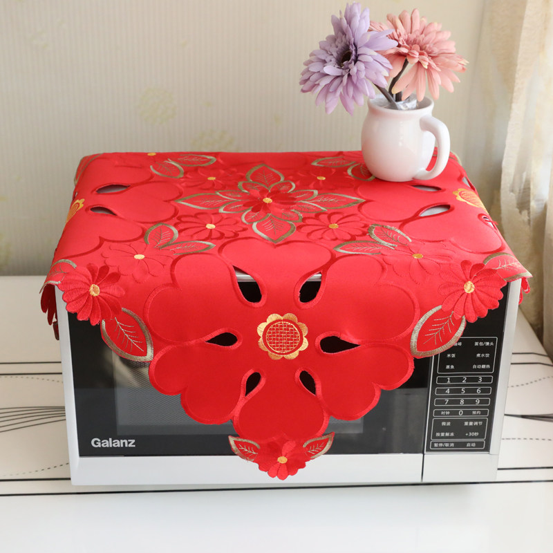 European-style bedside table tablecloth cover big red festive wedding microwave oven cover kitchen multi-purpose small tablecloth fabric