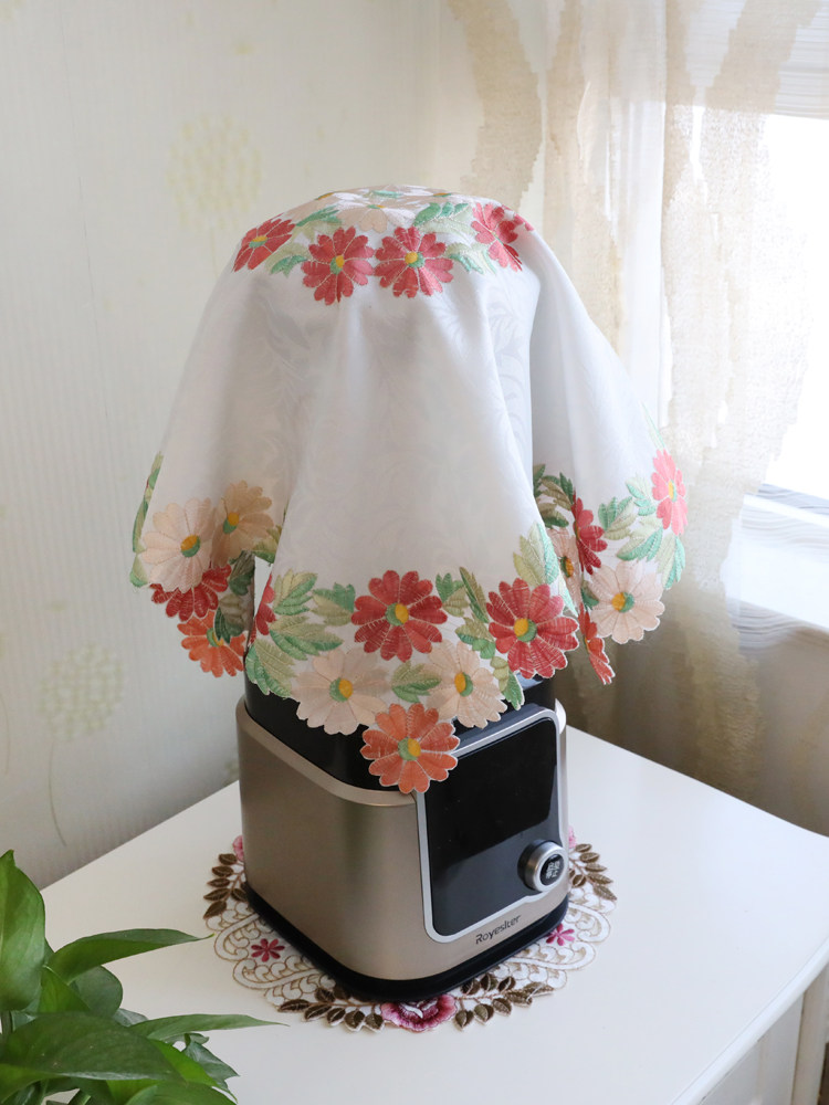 Wall-breaking machine coffee machine dust-proof cover cloth hollowed-out tea set lid Buchau style bed head cabinet electric rice cover towels small square towels
