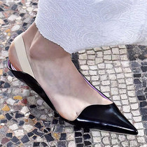 Womens shoes pointed toe low heel European and American style niche personality stiletto womens shoes