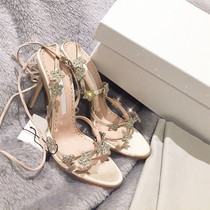 Womens shoes star rhinestone round head thin heel high heel womens shoes 2021 tide