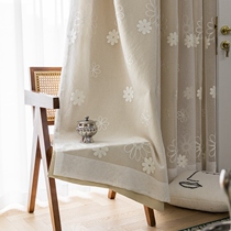 Lace curtains shading small windows Bedroom short hook-up yarn Nordic simple pastoral style girl French lace