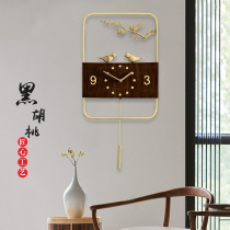 New Chinese style pure copper watch wall clock Living room decoration swing household Chinese style simple fashion light luxury quartz clock