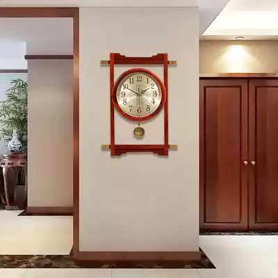 Safflower pear wood clock clock living room home silent creative solid wood new Chinese style decoration Chinese style quartz clock