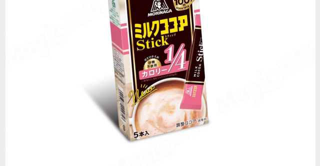 【日本直邮】森永MORINAKA 1/4卡路里可可粉 冲饮 低热量巧克力无糖低脂冲饮 5条装