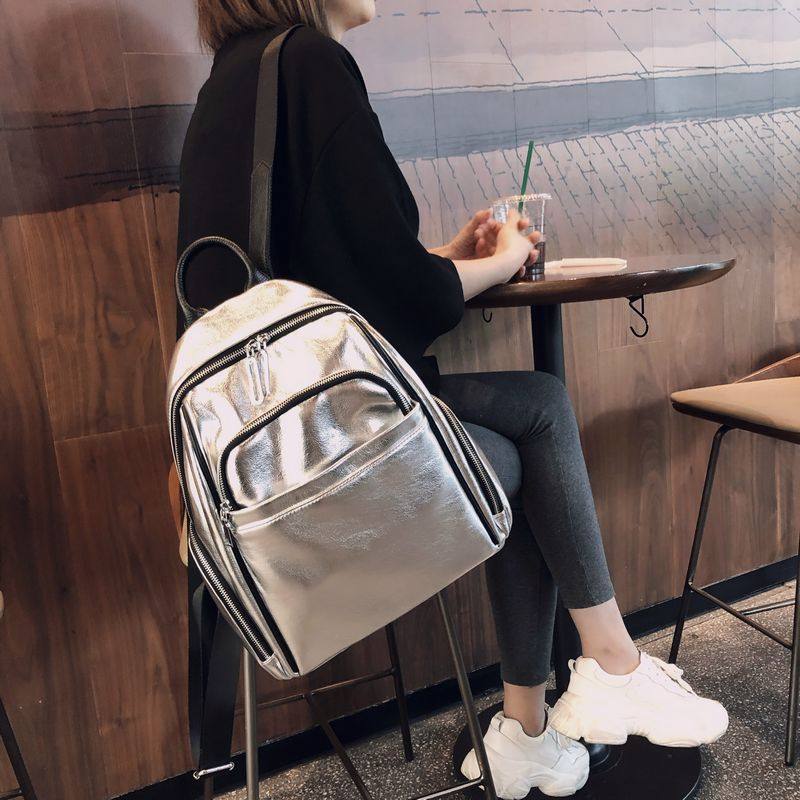 Hong Kong Tide Soft Shoulder Pack Woman Han Edition Fashion Backpack Capacity Backpack Travel Ocean