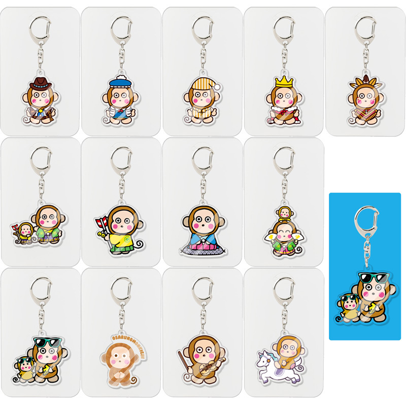 Worklion |   Monkichi Pendant Naughty Monkey Charm Horse Pony Acrylic Double-Sided Keychain