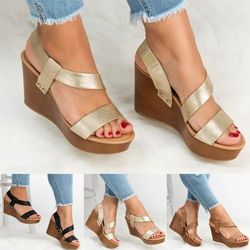 Wedge Sandals 2020 Summer New High Heel ເກີບແມ່ຍິງທີ່ມີຂະຫນາດໃຫຍ່ທີ່ຕ້ອງການ Amazon ເອີຣົບແລະອາເມລິກາ AliExpress ການຄ້າຕ່າງປະເທດເກີບແມ່ຍິງ