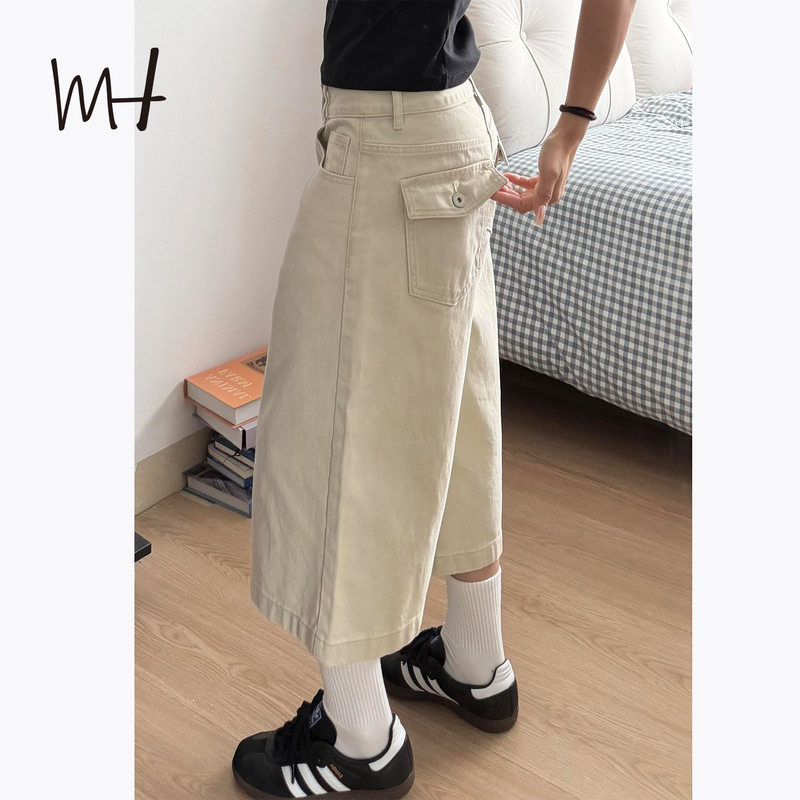 Khaki Cropped Wide-Leg Jeans for Women, Summer 2026, High-Waisted, Loose-Fitting, Versatile, Button-Down Design, Casual Jeans Khaki Cropped Wide-Leg Jeans for Women, Summer 2026, High-Waisted, Loose-Fitting, Versatile, Button-Down Design, Casual Jeans
