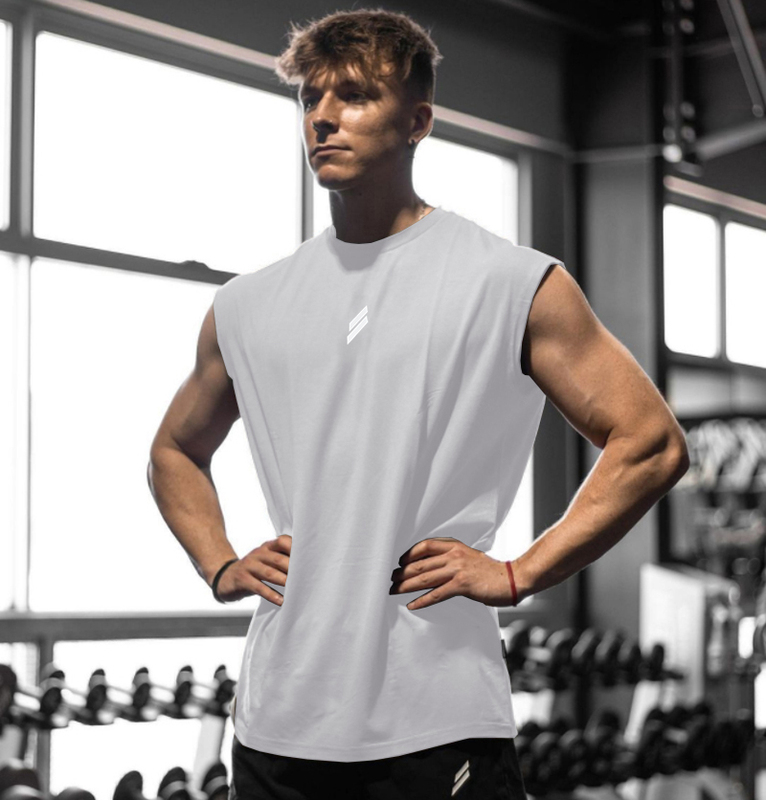 Gym Summer Fitness Sports Vest for Men, Breathable, Moisture-Absorbent, Loose-Fitting Training Sleeveless Quick-Drying Vest, Short-Sleeved Fitness Clothing