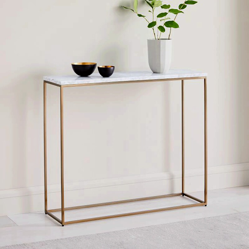 Nordic marble simple porch table entry-side view platform light luxury sofa rear shelf against the wall long iron porch