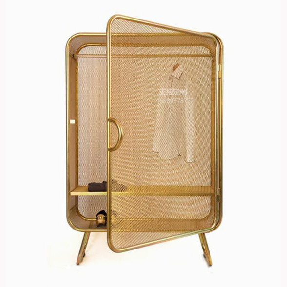 Nordic ins creative iron wardrobe bedroom simple storage rack metal wardrobe fashion light luxury cabinet can be customized