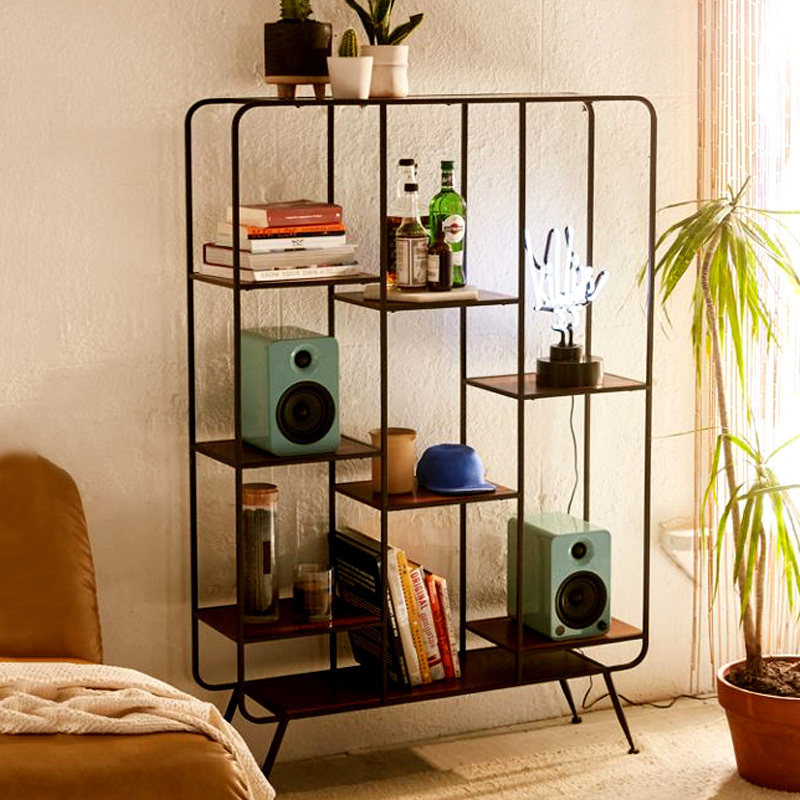 Nordic retro small bookcase creative bedroom small bookshelf living room simple floor-to-ceiling multi-layer storage rack decorative shelf rack