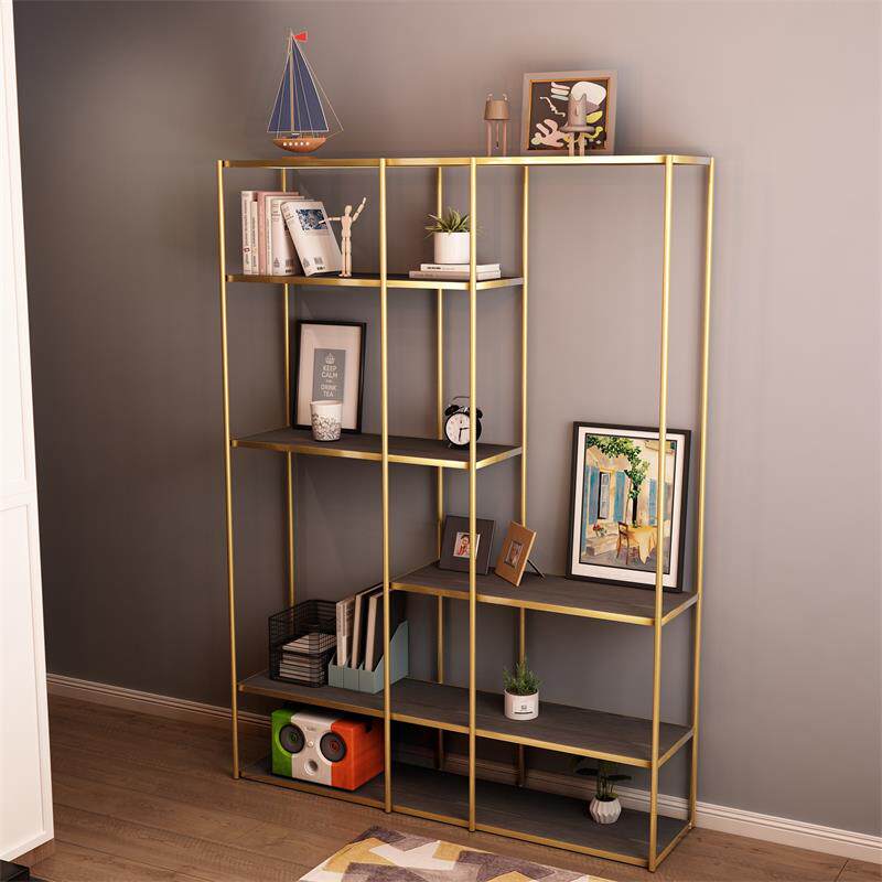 Nordic net red shelf floor-to-ceiling living room partition wrought iron golden bookshelf shelf simple modern creative storage