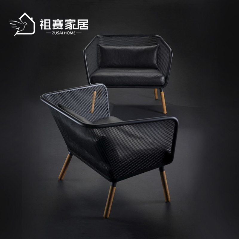 Nordic Creative Simple Fabric Sofa Hotel Leisure Combination Sofa Solid Wood Black Leather Sofa Chair Foreign Trade Designer