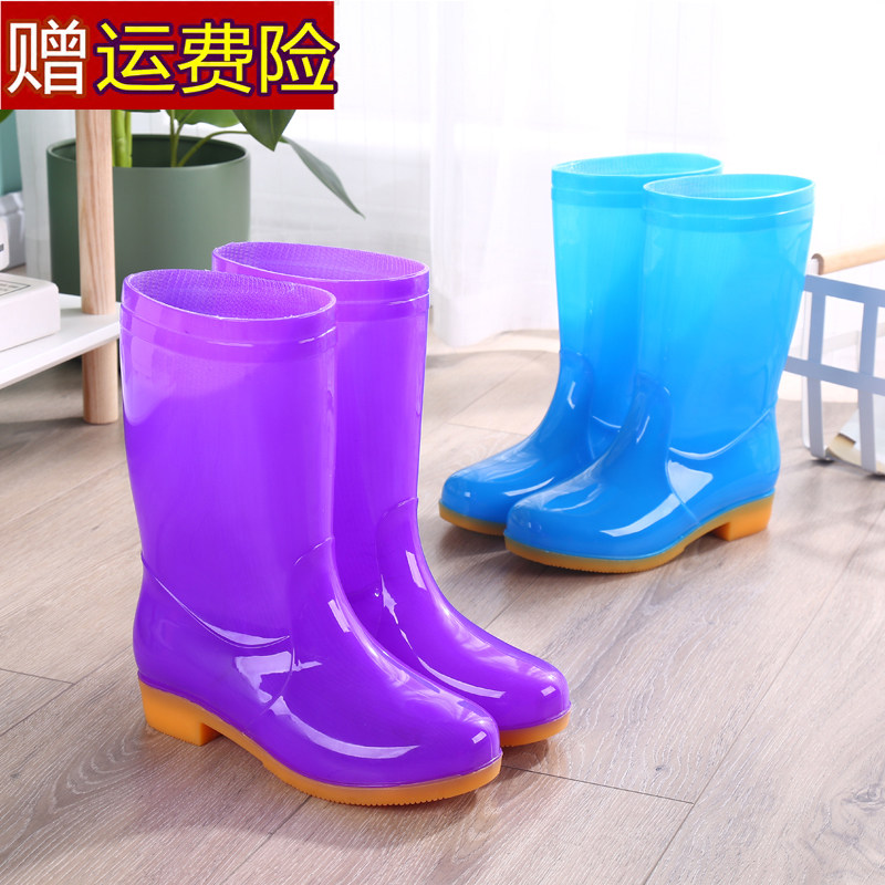Velvet rain boots Women's mid-tube warm rain boots Non-slip women's water shoes Rubber shoes Adult cotton water boots galoshes