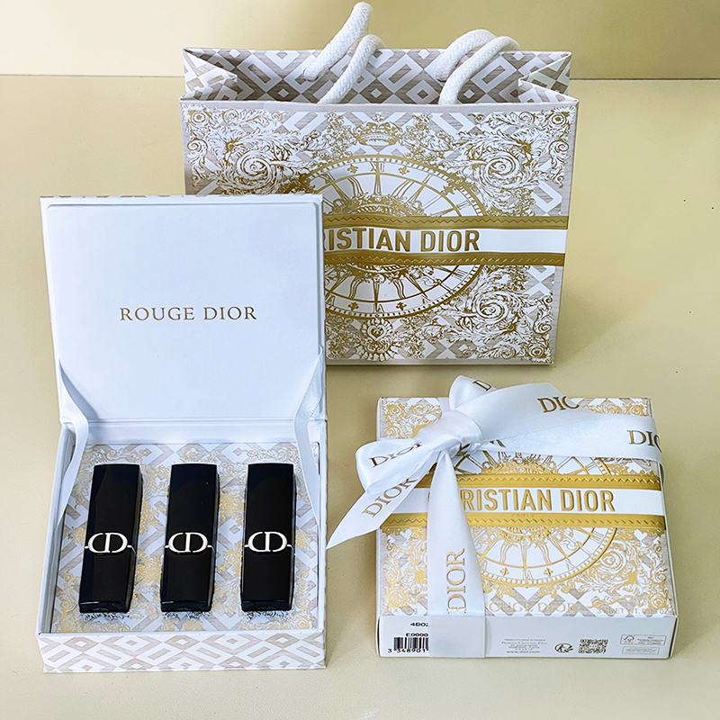Domestic Dior Christmas Limited Edition Intense Blue Gold Mini Lipstick Gift Box 999 720 200