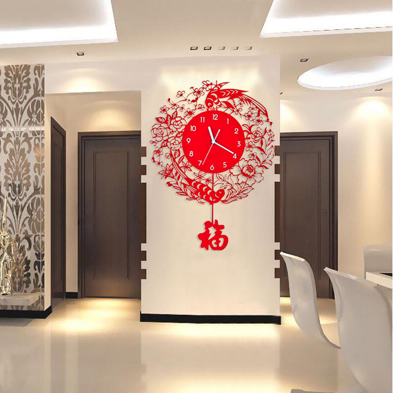 Meishida Personality Chinese Clock Modern Simple Creative Swing Chinese Knot Wall Clock Living Room Chinese Wind Quartz Clock