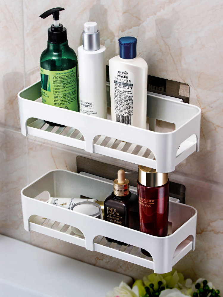 Shuangqing Suction cup type bathroom shelf storage shelf Toilet powder room toilet wall-mounted bathroom supplies free of drilling