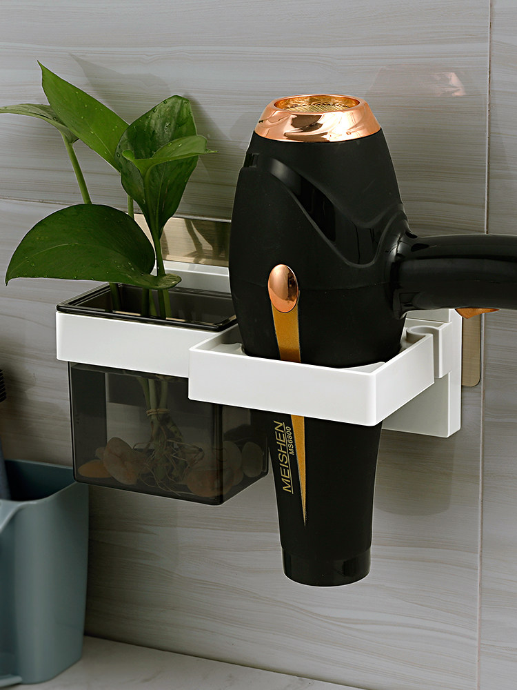 Hair dryer rack Free hole powder room household shelf Bathroom wall-mounted toilet Hair dryer rack storage shelf