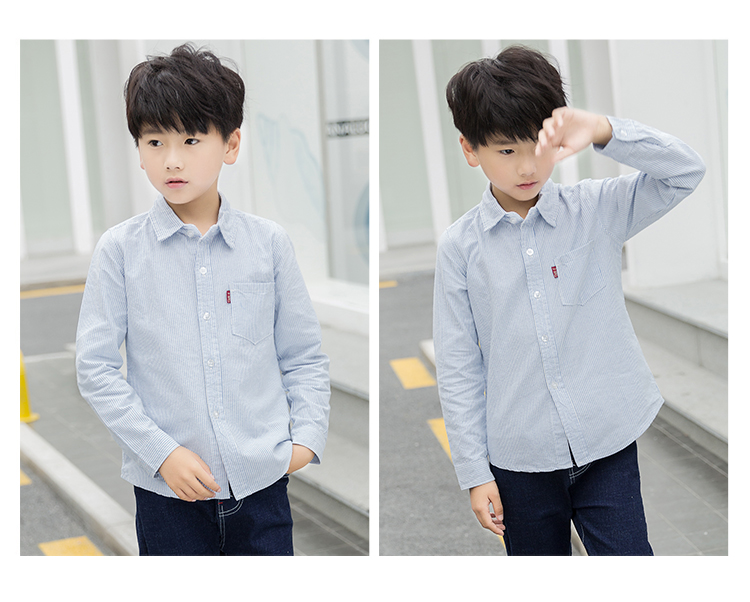 Áo sơ mi nam tay dài mùa thu 2018 mới trong chiếc áo thun bé trai cotton trẻ em kẻ sọc áo sơ mi nam quần áo bé gái