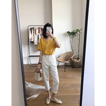 Golden mushroom mushroom rescue all kinds of tops wild white denim radish pants 8 points jeans