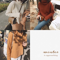 Golden mushroom mushroom looks good in single wear and inside wear 3 colors cant give up high neck front short back long sweater female