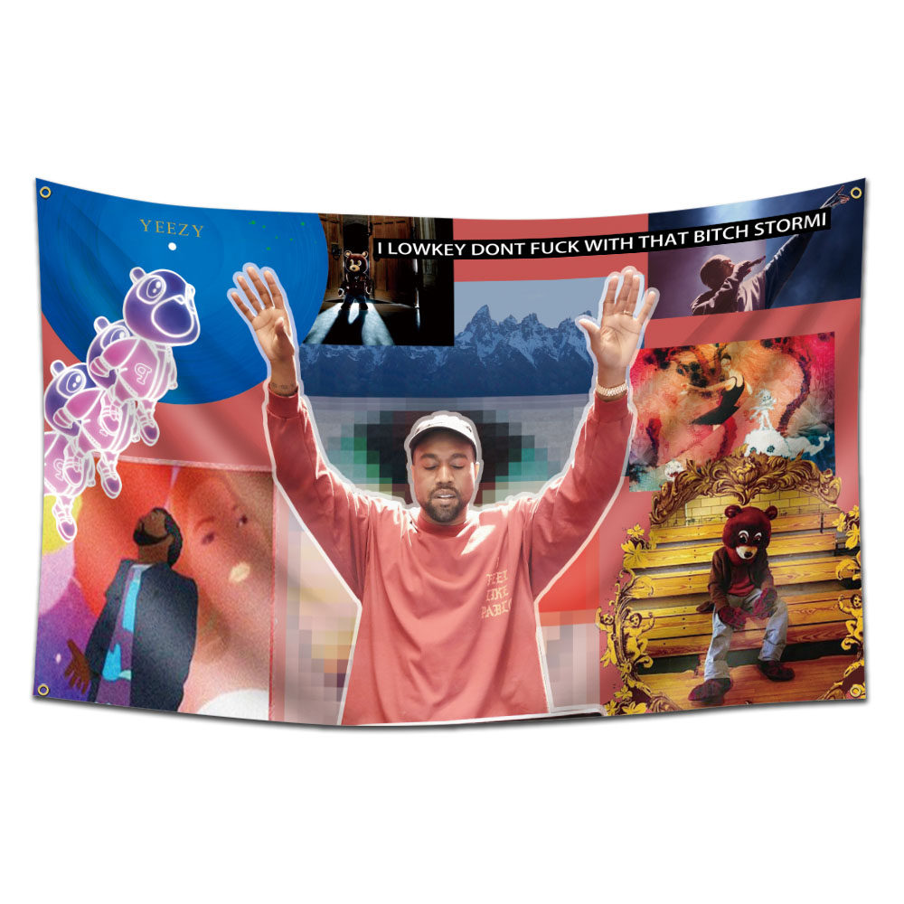 Гобелен 美国歌手 kanye 侃爷 室内免打孔挂画 可洗环保背景墙装饰