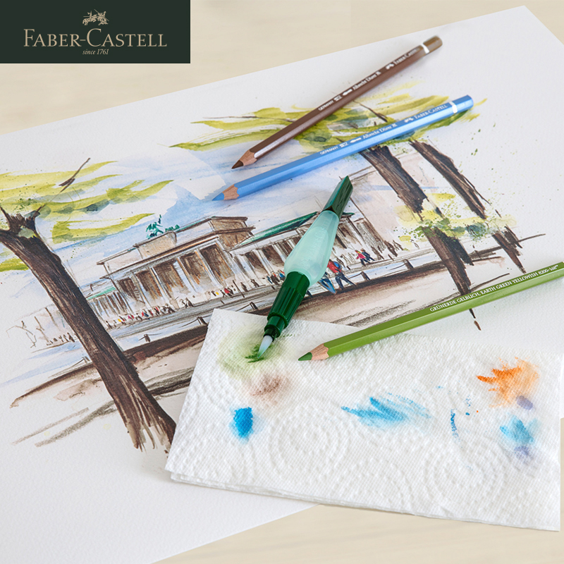 German Glow Berggia Waterpen Soft Head Water Storage Pen Students Fine Art Supplies Watercolor Pencil Water Soluble Color Pencil Solid Watercolor Paint Paintbrush Beginner Rod Hand-painted Drawing Pen Single Support