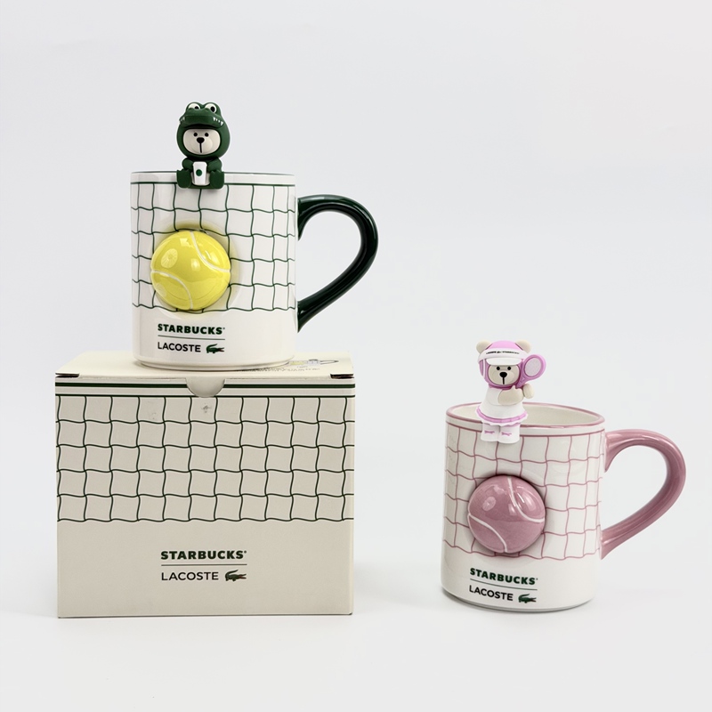 Starbucks Lacoste Crocodile Collaboration Cup, Coffee-Themed Sports Cartoon Crocodile Tennis-Shaped Mug Starbucks Lacoste Crocodile Collaboration Cup, Coffee-Themed Sports Cartoon Crocodile Tennis-Shaped Mug