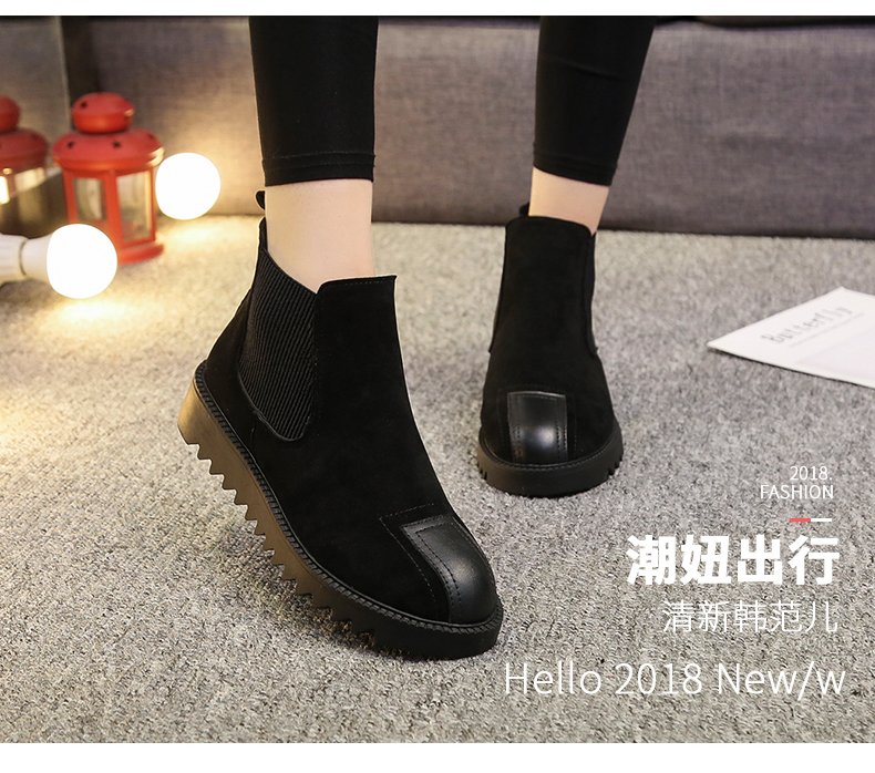 Mùa thu và mùa đông 2018 mới Giày bốt đế bệt Martin đế bệt đế dày cotton phía dưới giày boot nữ cổ cao đế bằng
