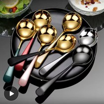 Korean home Stainless Steel Creativity Small Tablespoon Long Handle Coffee Stir Drink Soup Dessert Spoon Round Spoon 5