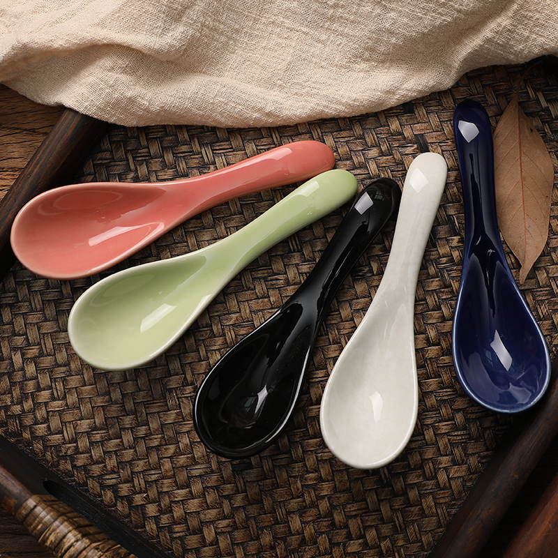 Japanese style and wind spoon spoon tablespoon creative household ceramic tableware small spoon to eat lovely