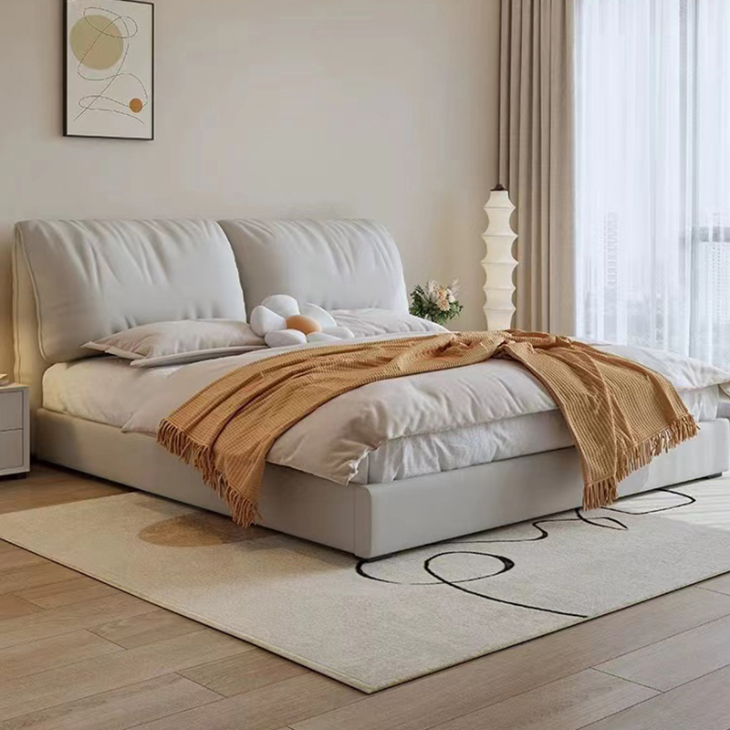 Nordic Light Luxury Tech Fabric Bed Double Modern Simple Small Apartment Master Bedroom Wedding Bed Elephant Ear Bed 1.5m Nordic Light Luxury Tech Fabric Bed Double Modern Simple Small Apartment Master Bedroom Wedding Bed Elephant Ear Bed 1.5m