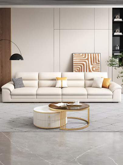 Italian-Style Minimalist Small Apartment Tech Fabric Sofa for Living Room, Modern Simple Straight-Row Three-Seater, Light Luxury 2025 New Model