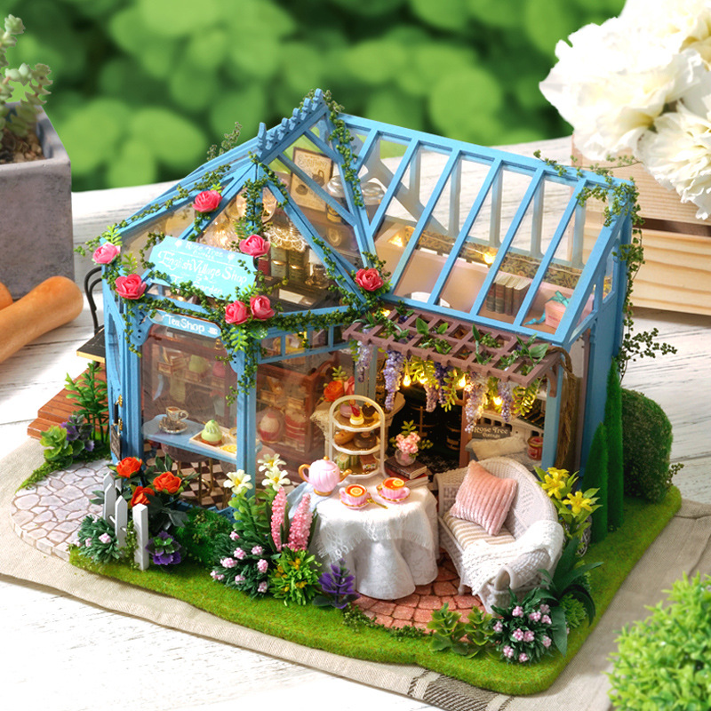 玻璃花房智趣屋diy小屋薔薇庭園茶屋木手工拼裝建築模型創意禮物
