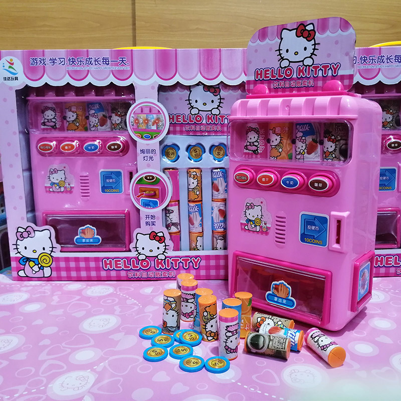Hello Kitty Toy Vending Machine with Coins Japan Import Juice and Other Accessories