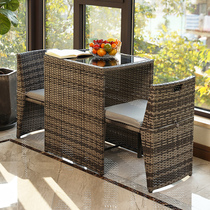 Rattan chair three-piece balcony table and chair small coffee table Net Red simple suit outdoor outdoor casual coffee table and chair combination