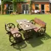 Outdoor solid wood table and chair combination Waterproof sunscreen Terrace Balcony Leisure small table and chair Courtyard outdoor anti-corrosion wood table and chair